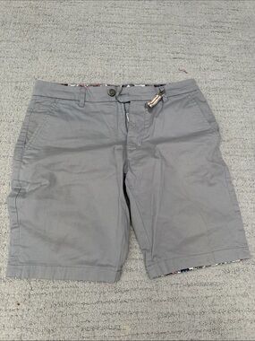 Denim & Flower Light Gray Flat-Front Cotton Shorts